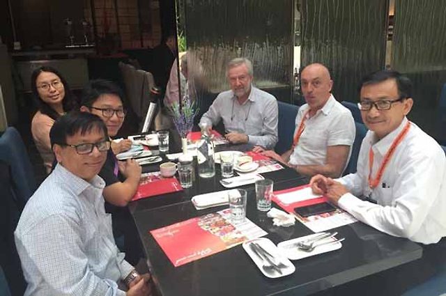 The idea for this new initiative was first discussed in November 2019 at an aquaculture meeting in Kuala Lumpur during a lunch meeting with the colleagues you see in the picture here: From left to right: Meezanur Rahman, Yeong Yik Sung (Sunny), Sui Liying, Patrick Sorgeloos, Gilbert Van Stappen and Nguyen Van Hoa.