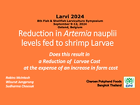Presentation summary: Reduction in Artemia nauplii levels fed to shrimp larvae